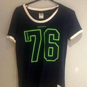 PINK Victoria's Secret Navy and Lime Green Jersey Top